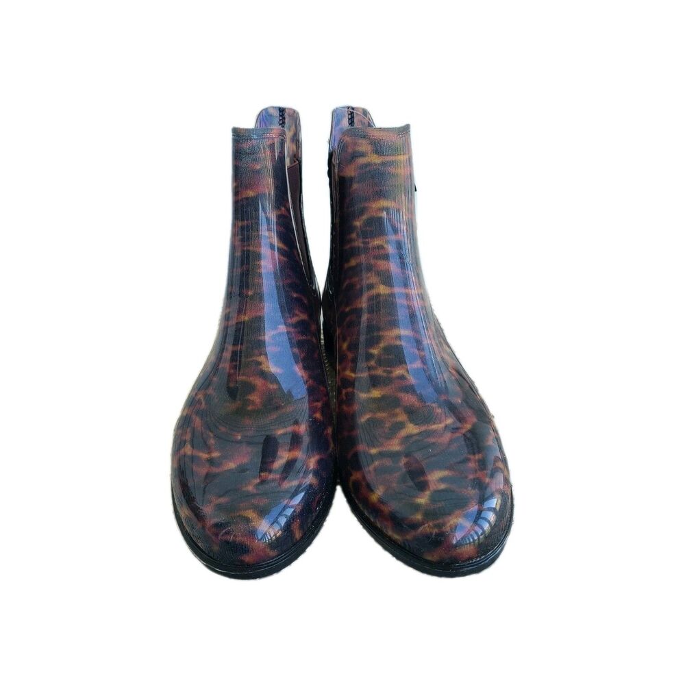Jack Rogers Sallie Tortoise Shell Print Rain Boots Sz 9M Quiet Luxury Preppy - Picture 4 of 9